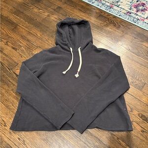 Woman’s 100% Cotton Sol Angeles Charcoal Ribbed Hoodie